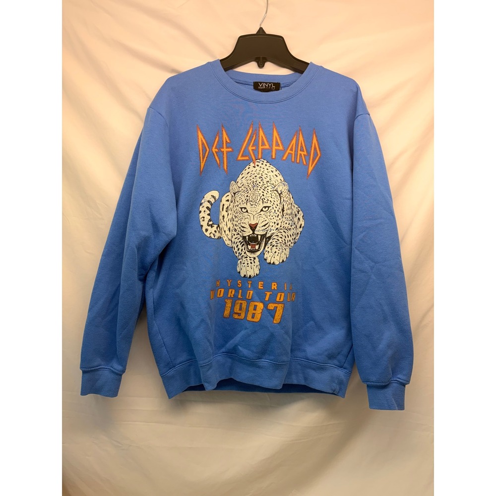 Vinyl Icons Def Leppard Hysteria World Tour 1987 Blue Sweatshirt Small Rock Band